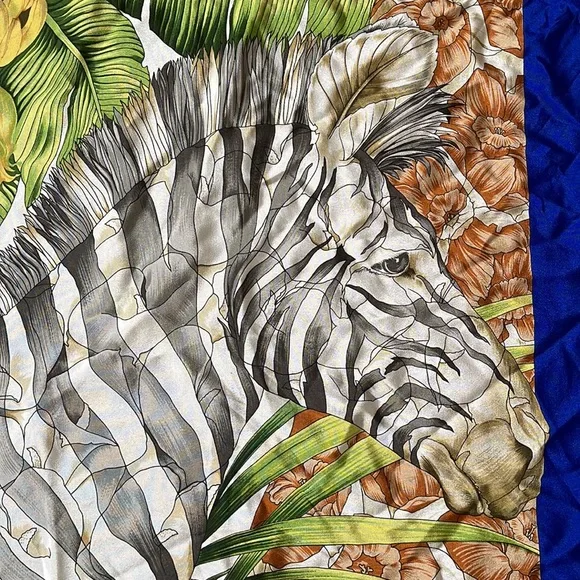 Salvatore Ferragamo vintage silk jungle motif scarf